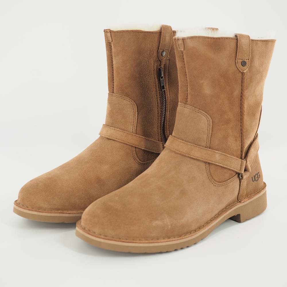 UGG Aveline Suede Moto Harness Zip Boots